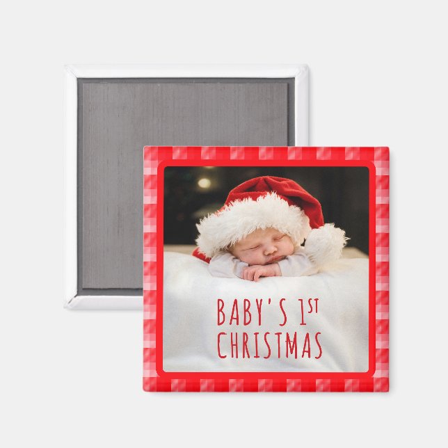 Weihnachtsrotes Karo mit diagonalen Streifen Magnet (Vorderseite/Rückseite)