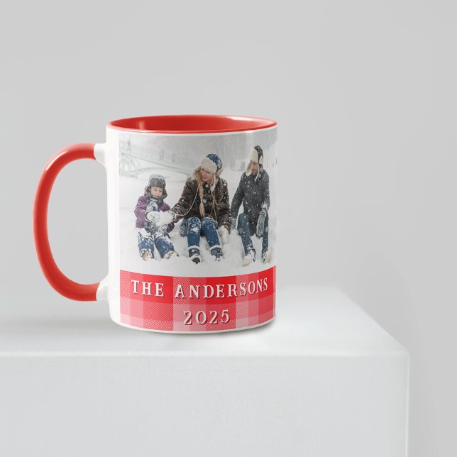 Weihnachtsrotes Karo mit diagonalen Streifen Tasse (Von Creator hochgeladen)