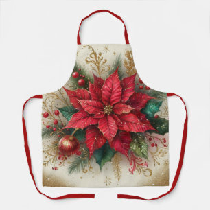 Weihnachtsrotes Poinsettia-All-Over-Print-Schürze Schürze