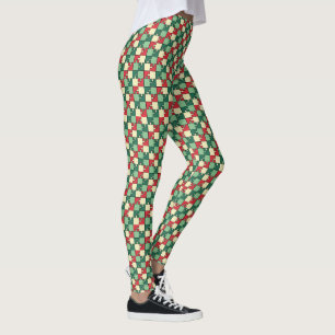 Weihnachtsrotes Puzzleteil Monogram Leggings