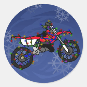 Weihnachtsrotes Schmutz-Fahrrad Runder Aufkleber