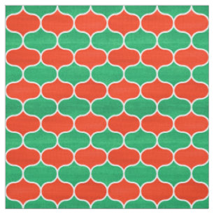 Weihnachtsrotes und grünes geometrisches Ogee Stoff