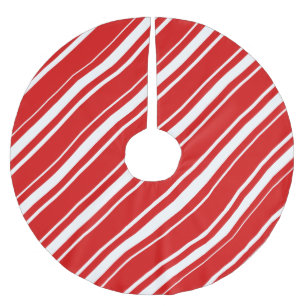 Weihnachtsrotes Weiß Stripes Polyester Weihnachtsbaumdecke