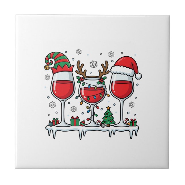 Weihnachtsrotweingläser Feiertagsvektor Fliese (Vorderseite)