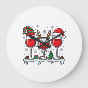 Weihnachtsrotweingläser Feiertagsvektor Große Wanduhr