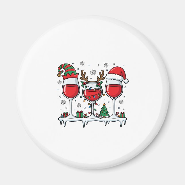 Weihnachtsrotweingläser Feiertagsvektor Magnet (Vorne)