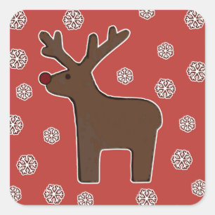 Weihnachtsrotwild! Quadratischer Aufkleber