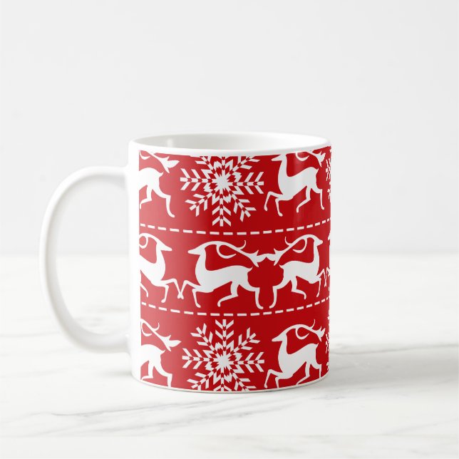 Weihnachtsrotwild-rotes und weißes kaffeetasse (Links)