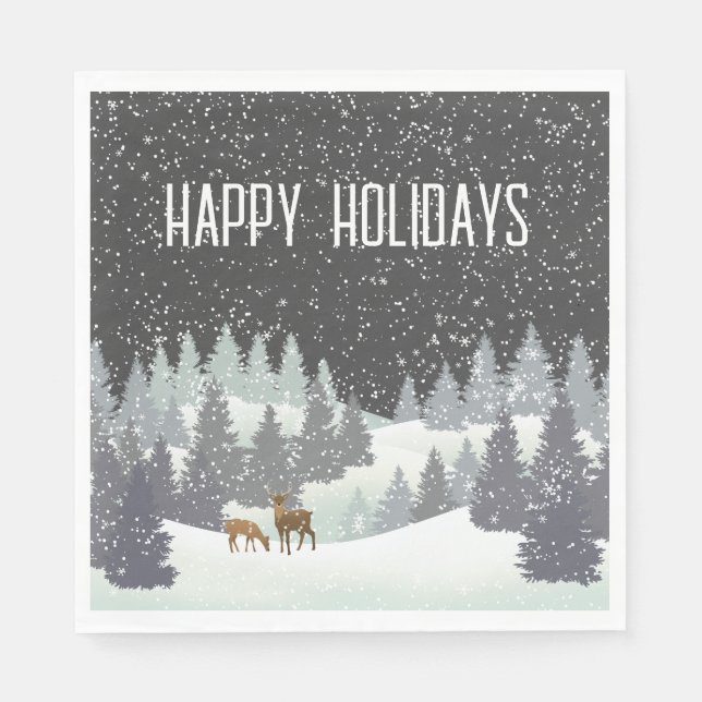 Weihnachtsrüber und Winterkiefern Serviette (Vorderseite)
