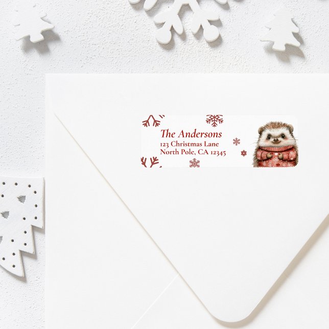 Weihnachtsrückgabe für personalisierten Igel (Personalized Hedgehog Christmas Return Label)