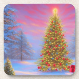 Weihnachtsrühm geschmückt Weihnachtsbaum in der Na Getränkeuntersetzer