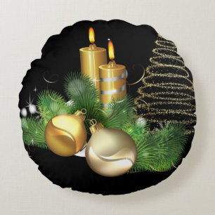 Weihnachtsrunde Kissen, Weihnachtskerze Rundes Kissen