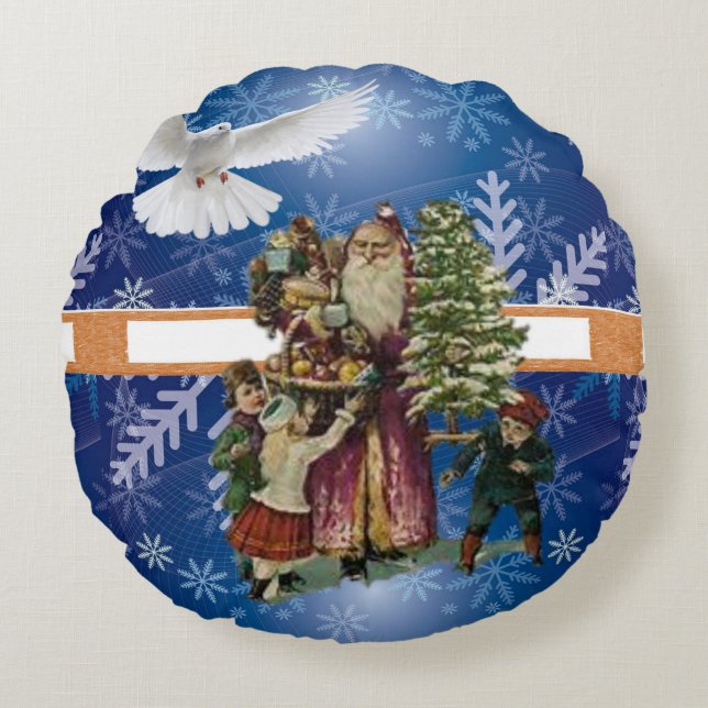 Weihnachtsrundkissen, Vintag Rundes Kissen (Vorderseite)