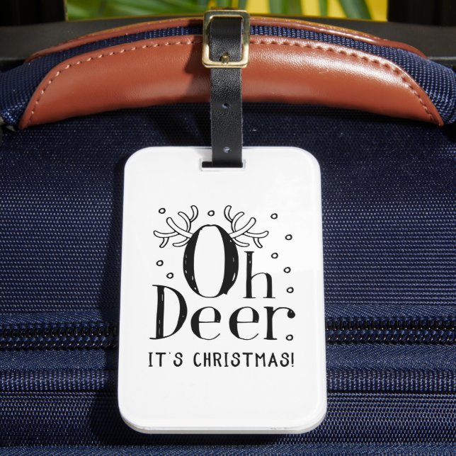 Weihnachtssaal mit lustiger Illustration Gepäckmar Gepäckanhänger (Vorderseite Insitu 2)