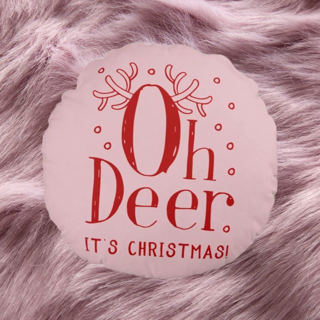 Weihnachtssaal mit lustiger Illustration rund Kiss Rundes Kissen (Von Creator hochgeladen)