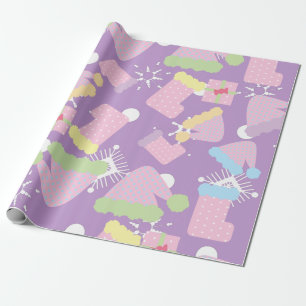 Weihnachtssachen Pastell-Lila-Muster Geschenkpapier