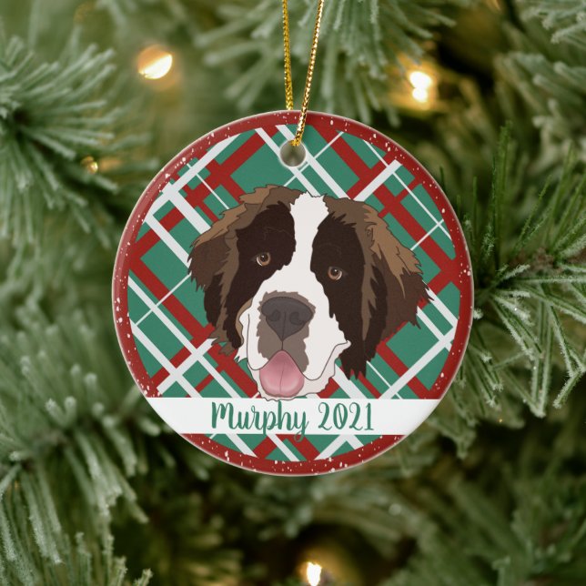 WeihnachtsSaint Bernard Keramik Ornament (Baum)