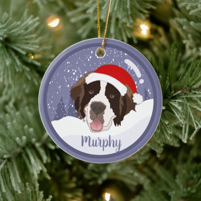 WeihnachtsSaint Bernard Keramik Ornament (Baum)