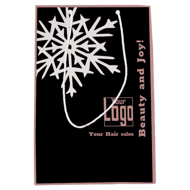 Weihnachtssaison Black Pink Haare Salon Papier Mittlere Geschenktüte (Vorderseite)