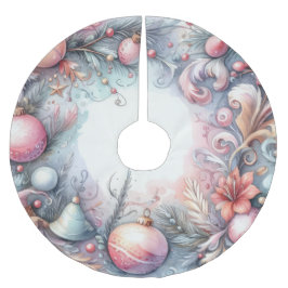 Weihnachtssaison in Aquarellen Polyester Weihnachtsbaumdecke