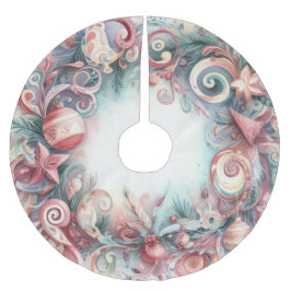 Weihnachtssaison in Aquarellen Polyester Weihnachtsbaumdecke