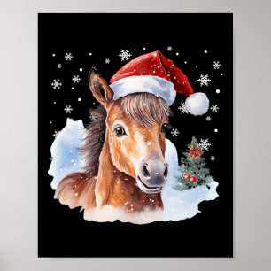 Weihnachtssaison Reitpferde Weihnachtsmannmütze Ti Poster