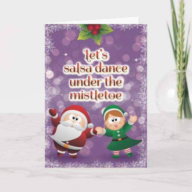 Weihnachtssalsa Mistletoe Card Feiertagskarte (Vorderseite)