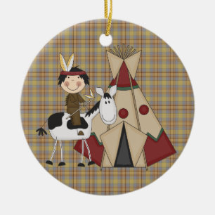 Weihnachtssammlungs-gebürtiges Ureinwohner-Pferd Keramikornament