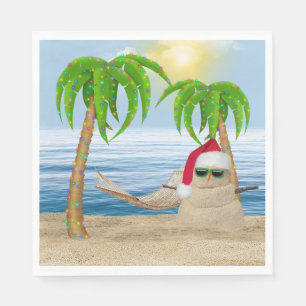 Weihnachtssandman am Strand von Tropical Serviette
