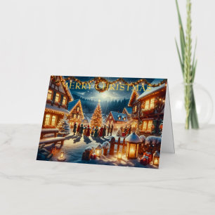 Weihnachtssänger auf dem Laternen-erleuchteten Dor