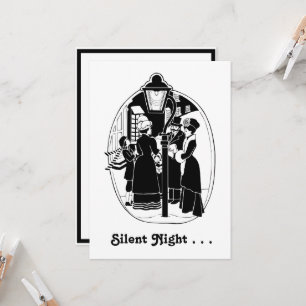 Weihnachtssänger im Vintage-Stil in Schwarz-Weiß Karte