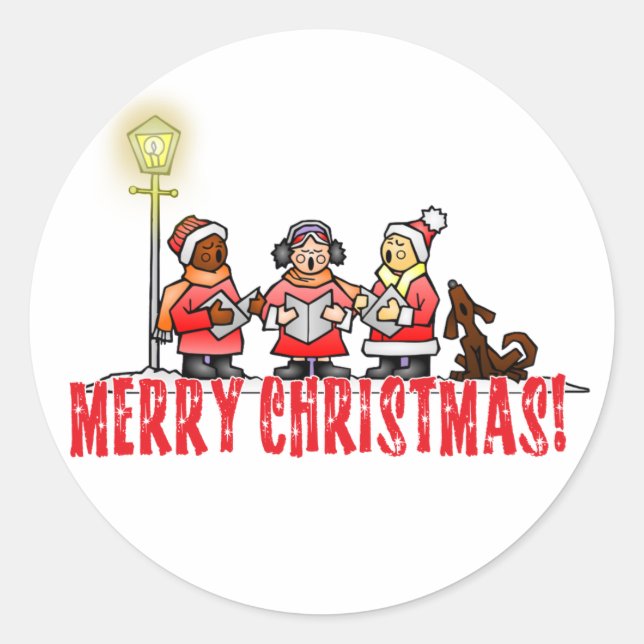 Weihnachtssänger Runder Aufkleber (Vorderseite)