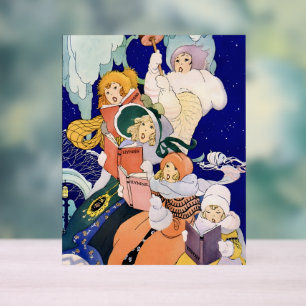Weihnachtssänger unter den Sternen im Vintage-Stil Acrylschild