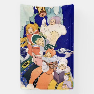 Weihnachtssänger unter den Sternen im Vintage-Stil Banner
