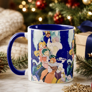 Weihnachtssänger unter den Sternen im Vintage-Stil Tasse