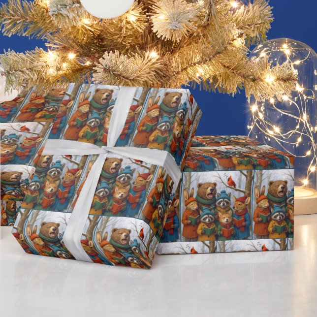 Weihnachtssänger Waldtiere  Geschenkpapier (Feiertage)