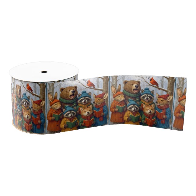 Weihnachtssänger Waldtiere  Ripsband (Spule)