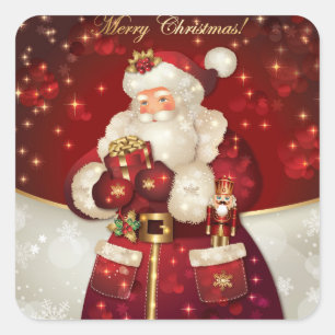 Weihnachtssankt-Aufkleber Quadratischer Aufkleber