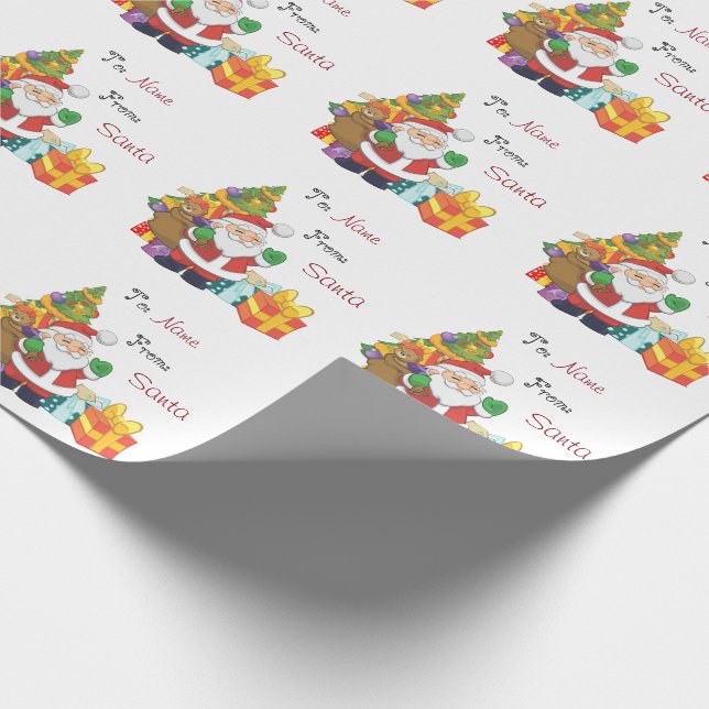 Weihnachtssankt-Gewohnheit nach und von Namen Geschenkpapier (Ecke)