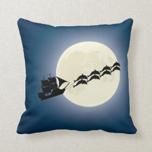 Weihnachtssankt-Piraten-Schiff mit Delphinen Kissen