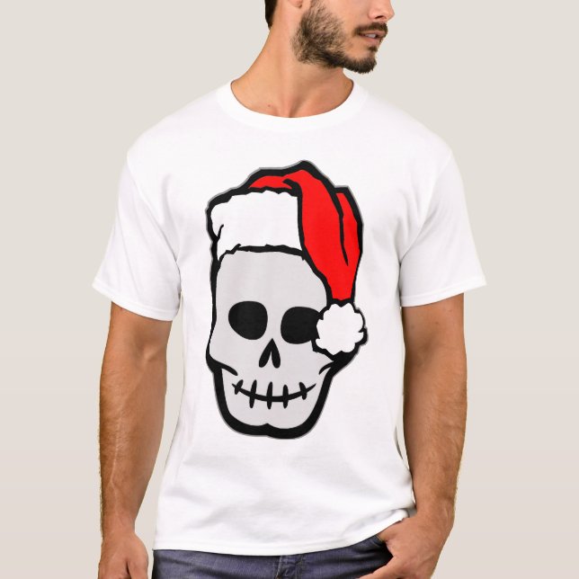 Weihnachtssankt-Schädel T-Shirt (Vorderseite)