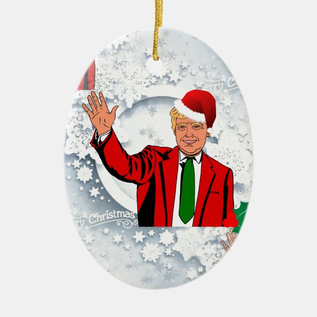 Weihnachtssanta Donald Trump Keramik Ornament (Vorne)