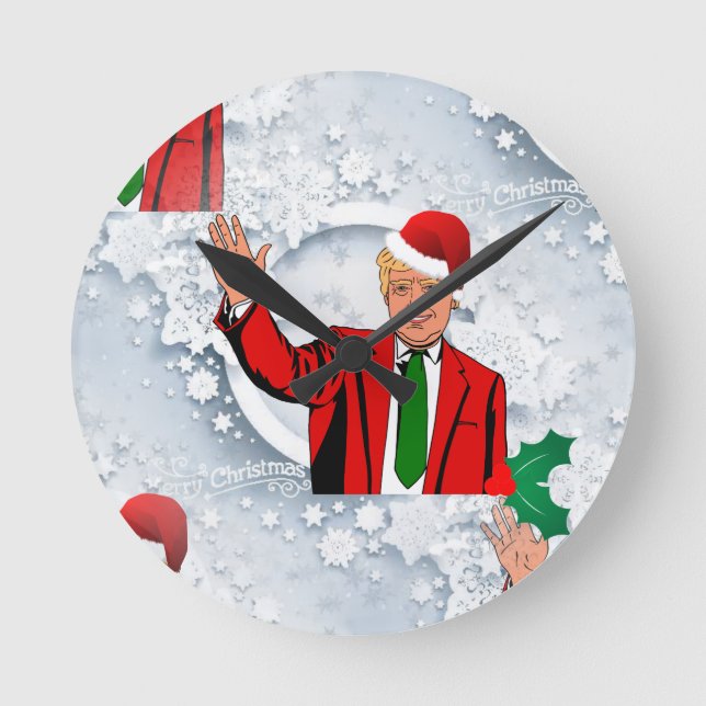 Weihnachtssanta Donald Trump Runde Wanduhr (Vorderseite)