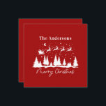 Weihnachtssanta und Rentierkarte Feiertagskarte<br><div class="desc">Weihnachten traditioneller Santa und RentierSchlitten-Design,  Raum für Nachrichten auf der Rückseite</div>