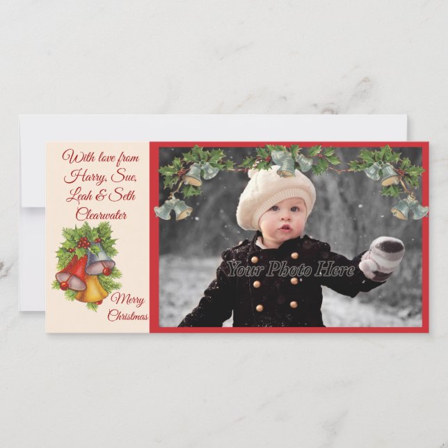 Weihnachtssäule-Fotokarte Feiertagskarte (Vorderseite)