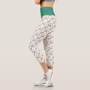 Weihnachtsschach - Stücke, Baum, Holly, Rentier Capri Leggings