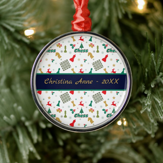 Weihnachtsschach - Stücke, Baum, Holly, Rentier Ornament Aus Metall (Baum)