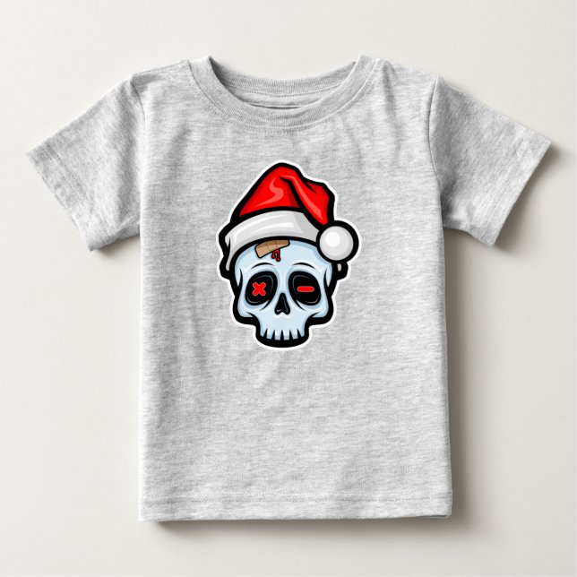 Weihnachtsschädel, Cartoon Stil Baby T-shirt (Vorderseite)