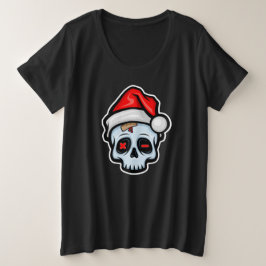 Weihnachtsschädel, Cartoon Stil Große Größe T-Shirt
