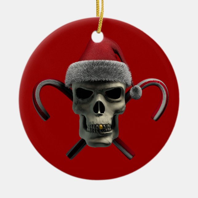 Weihnachtsschädel Keramikornament (Vorne)